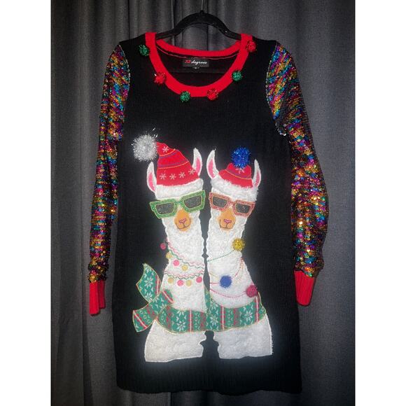 Ugly Christmas Sweater Xmas Size Medium Llama Sequins - Picture 1 of 3